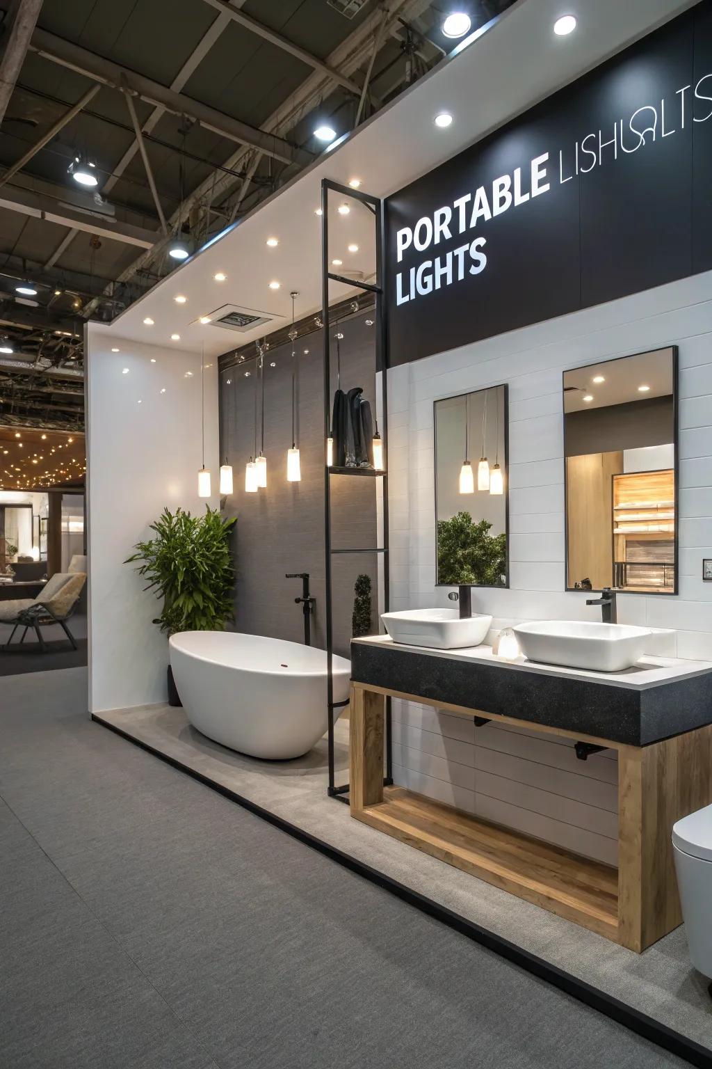 Carry-around lights make it easy to light your shower.