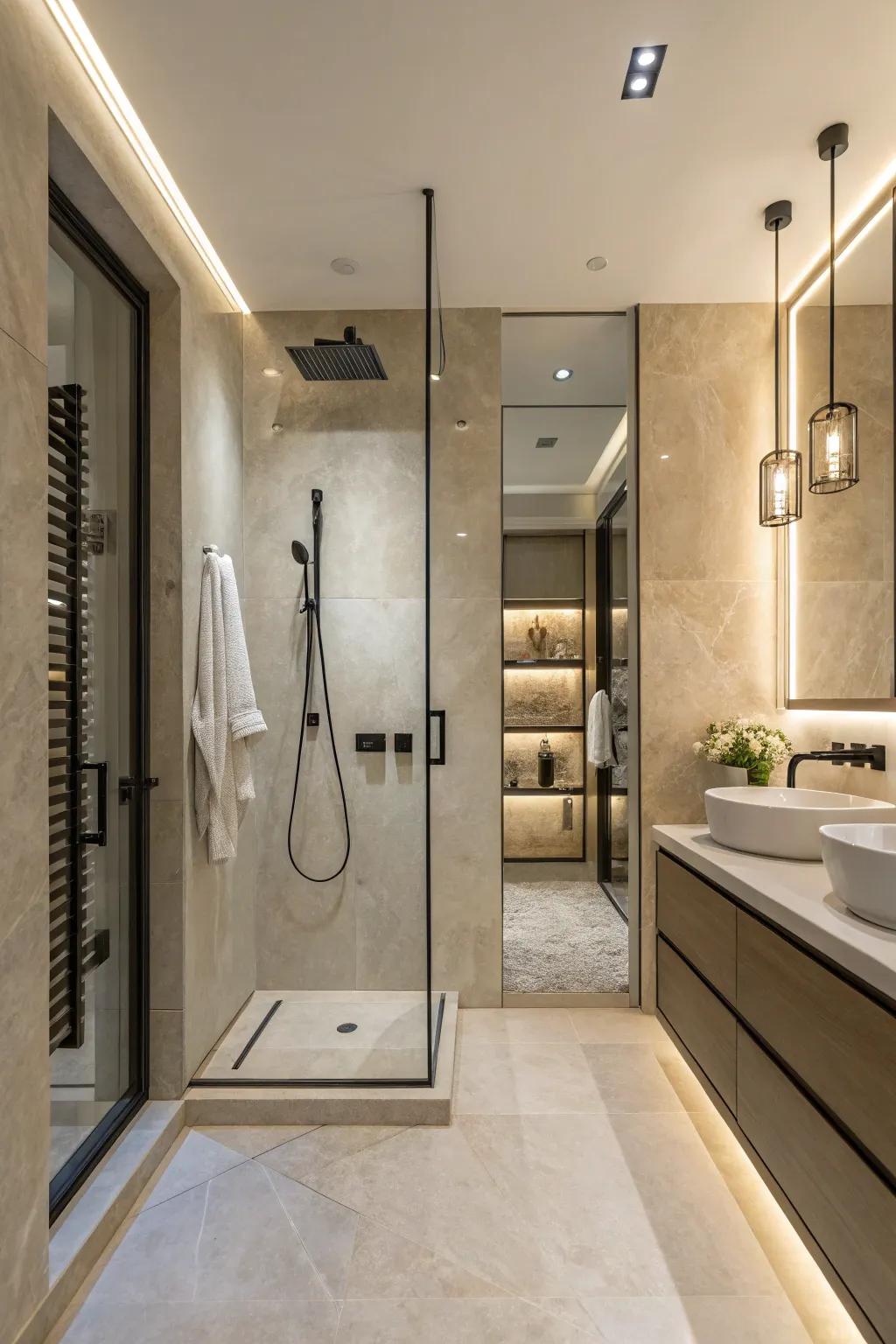 Neutral colors make a calm and lasting atmosphere in your shower.