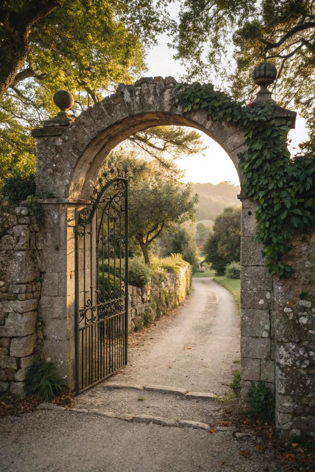 A stone archway gate making a grand statement.