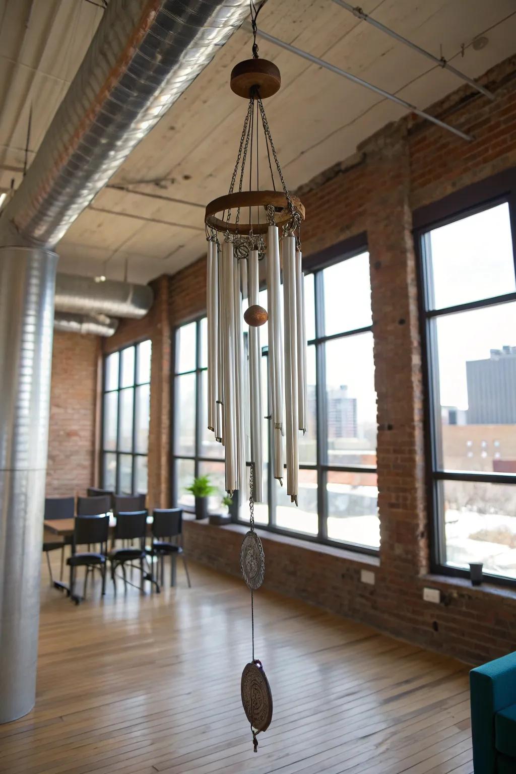 Metal pipes and silverware create an industrial chic vibe.