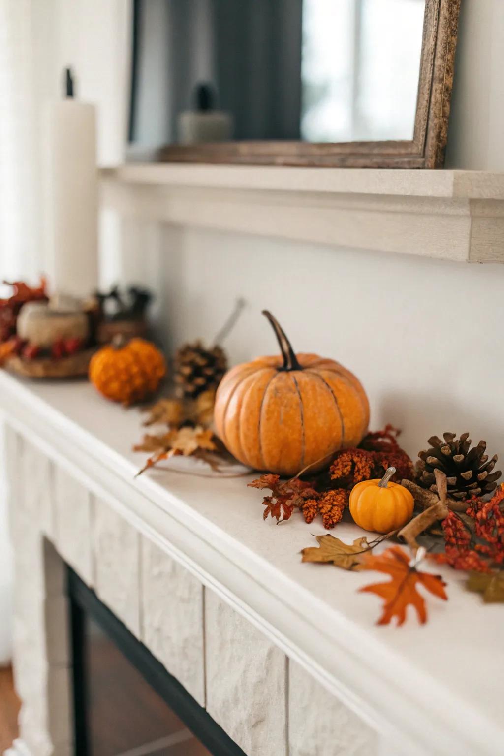 Minimalist mantel decoration spotlighting the splendor of simplicity.