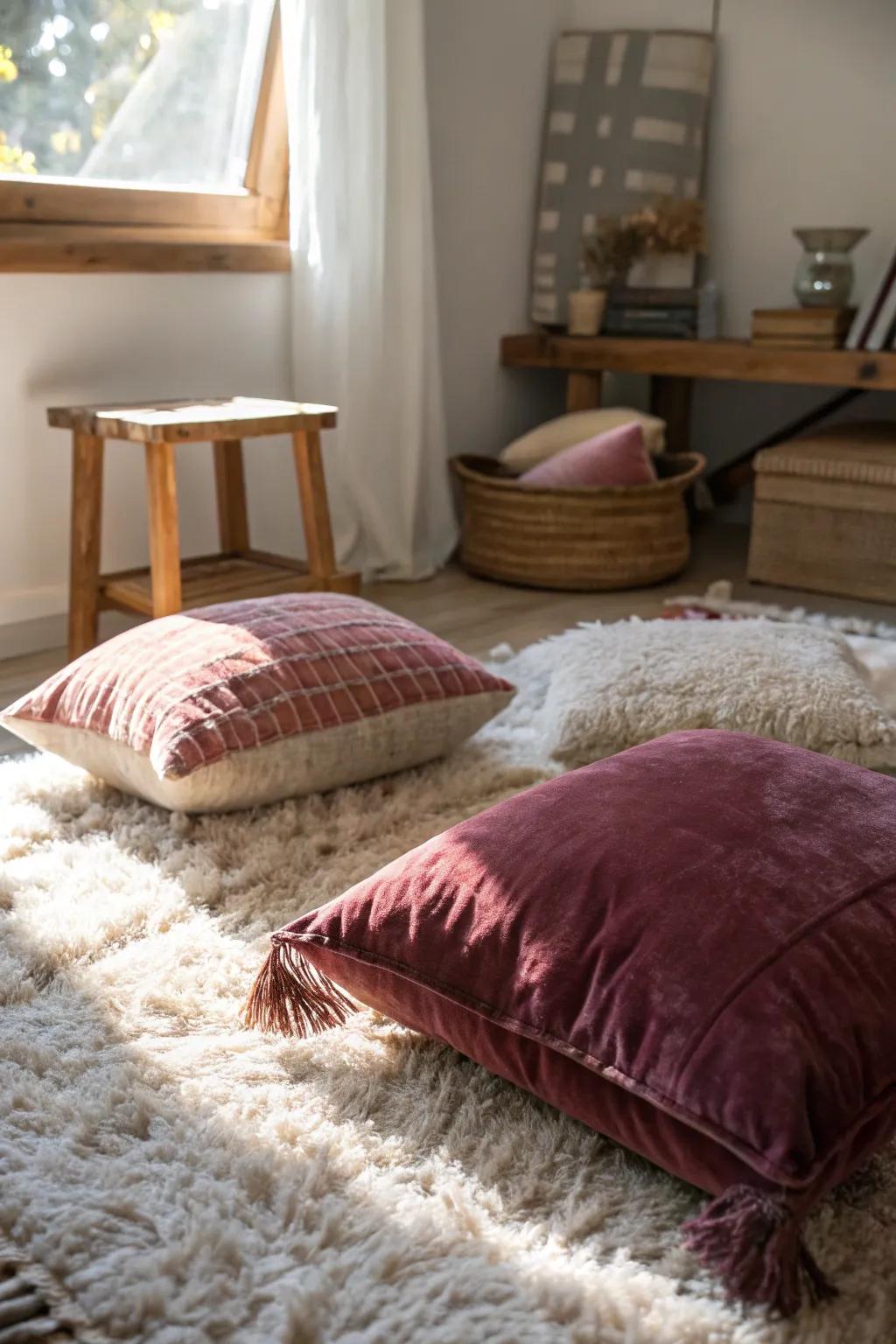 Textures lend depth and coziness to the den.