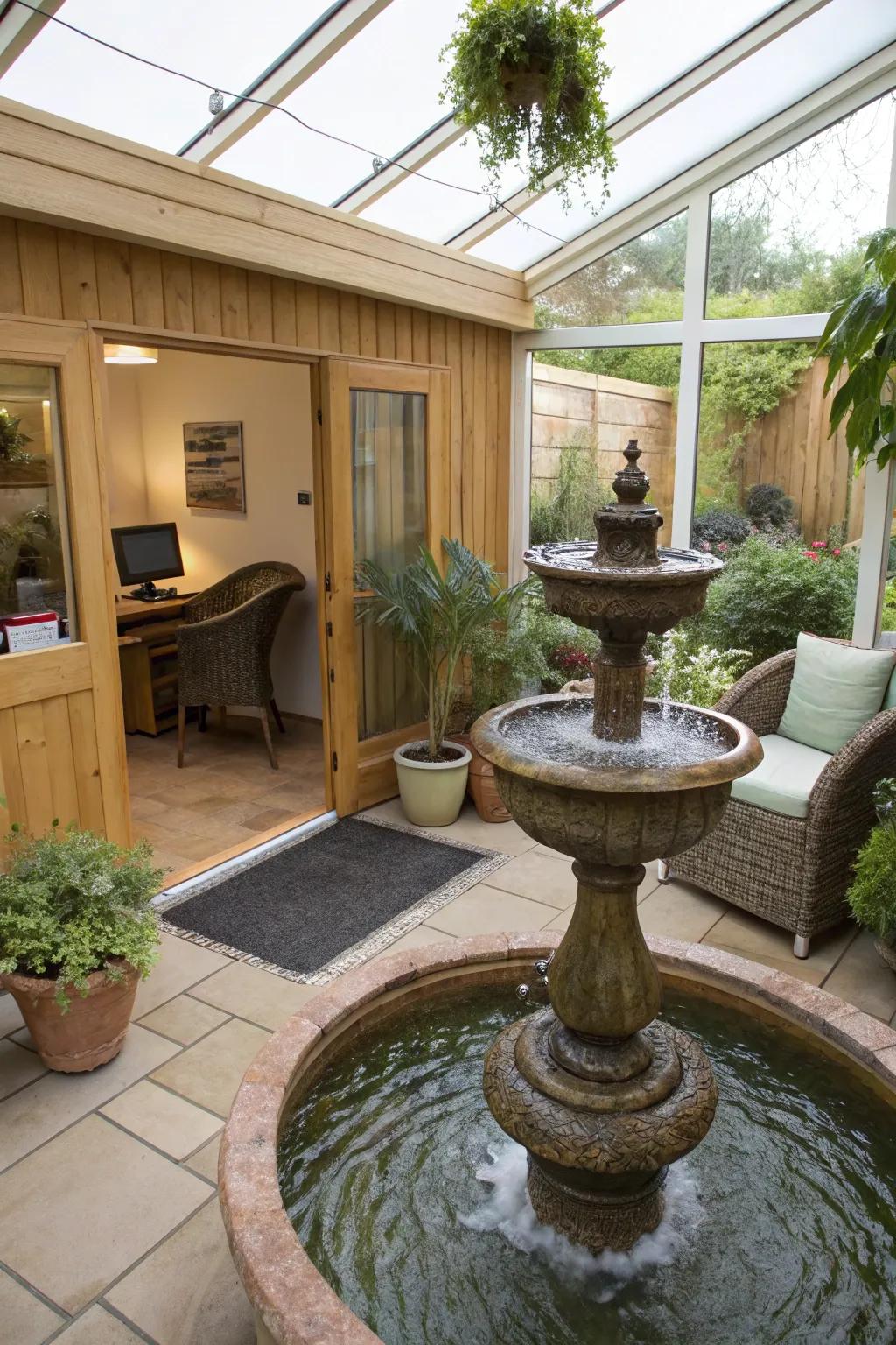 Cultivating calm with a small waterfall.