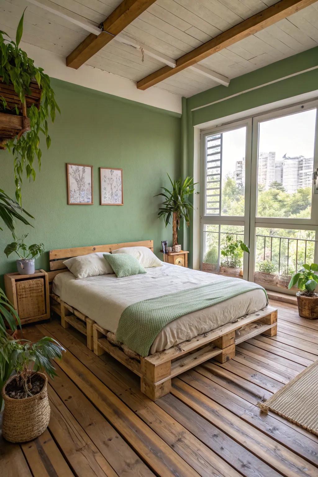 Eco-conscious materials create a sustainable green area.