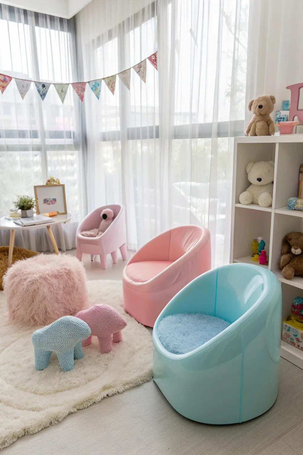 See-through furniture maintains an airy and uncluttered look.