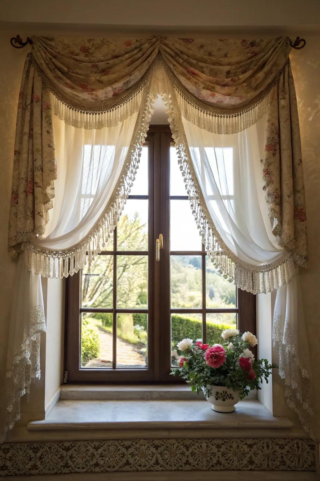 Swags frame small windows beautifully, introducing a decorative touch.