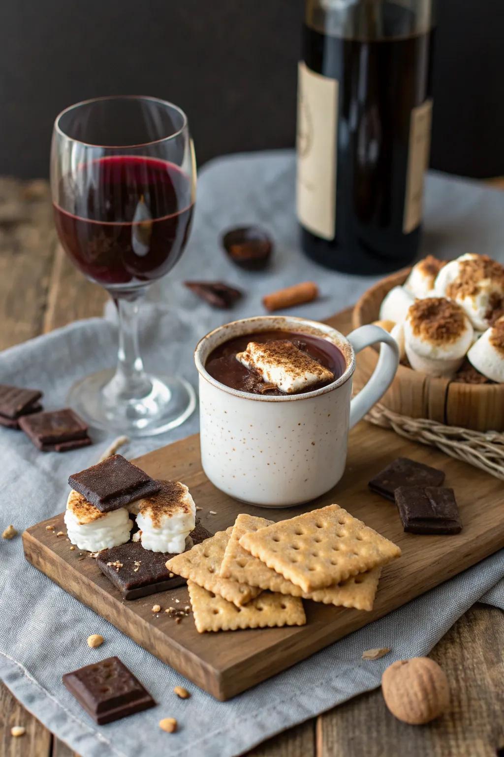Drink pairings can elevate the s'mores experience with complementary flavors.