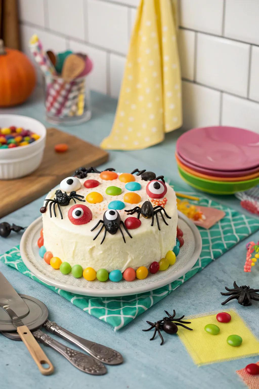 Playful candy eyes imbue this cake with personality.