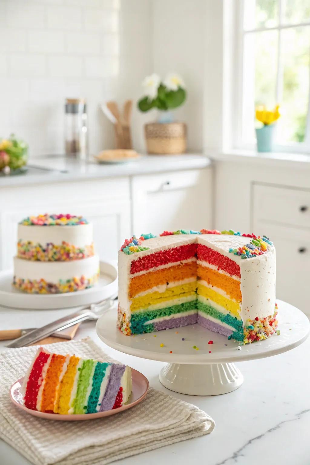 A spectrum cake that delights and surprises.