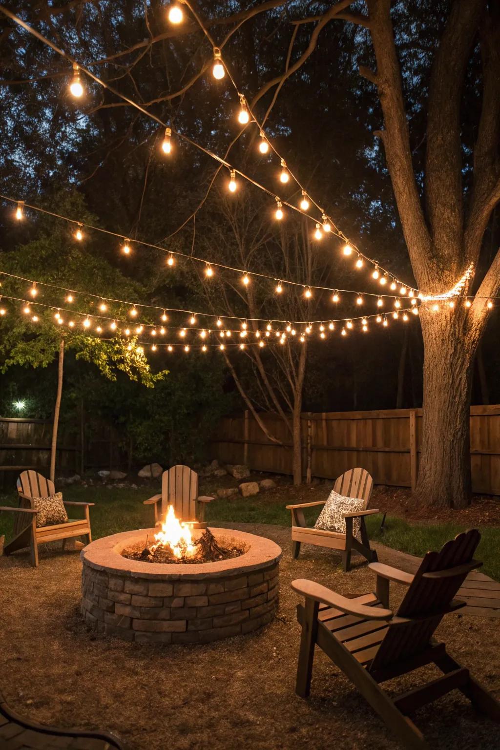 Layered sparkle strands contribute depth and dimension to the space.