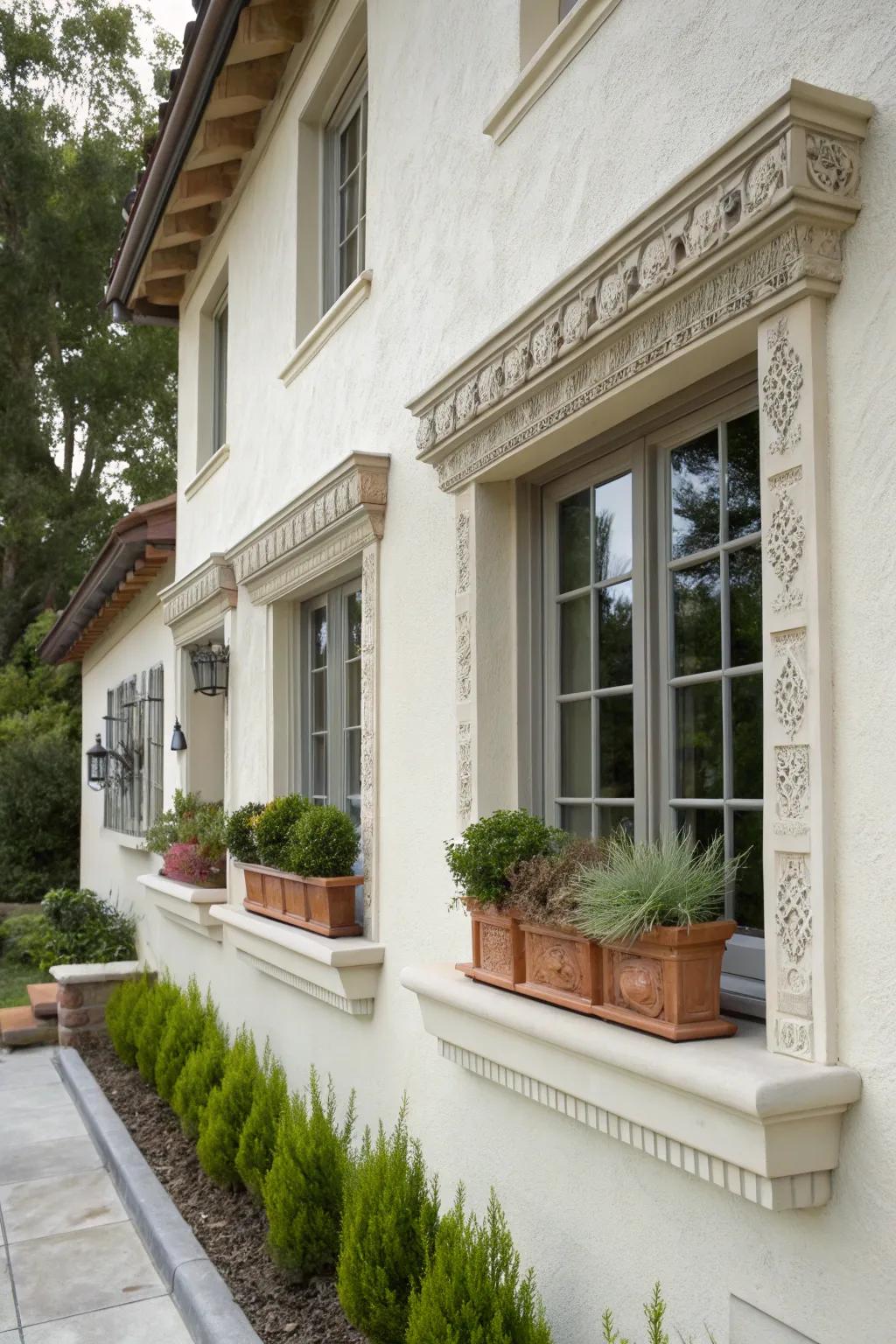 Sills and projections add functionality and charm to this window design.