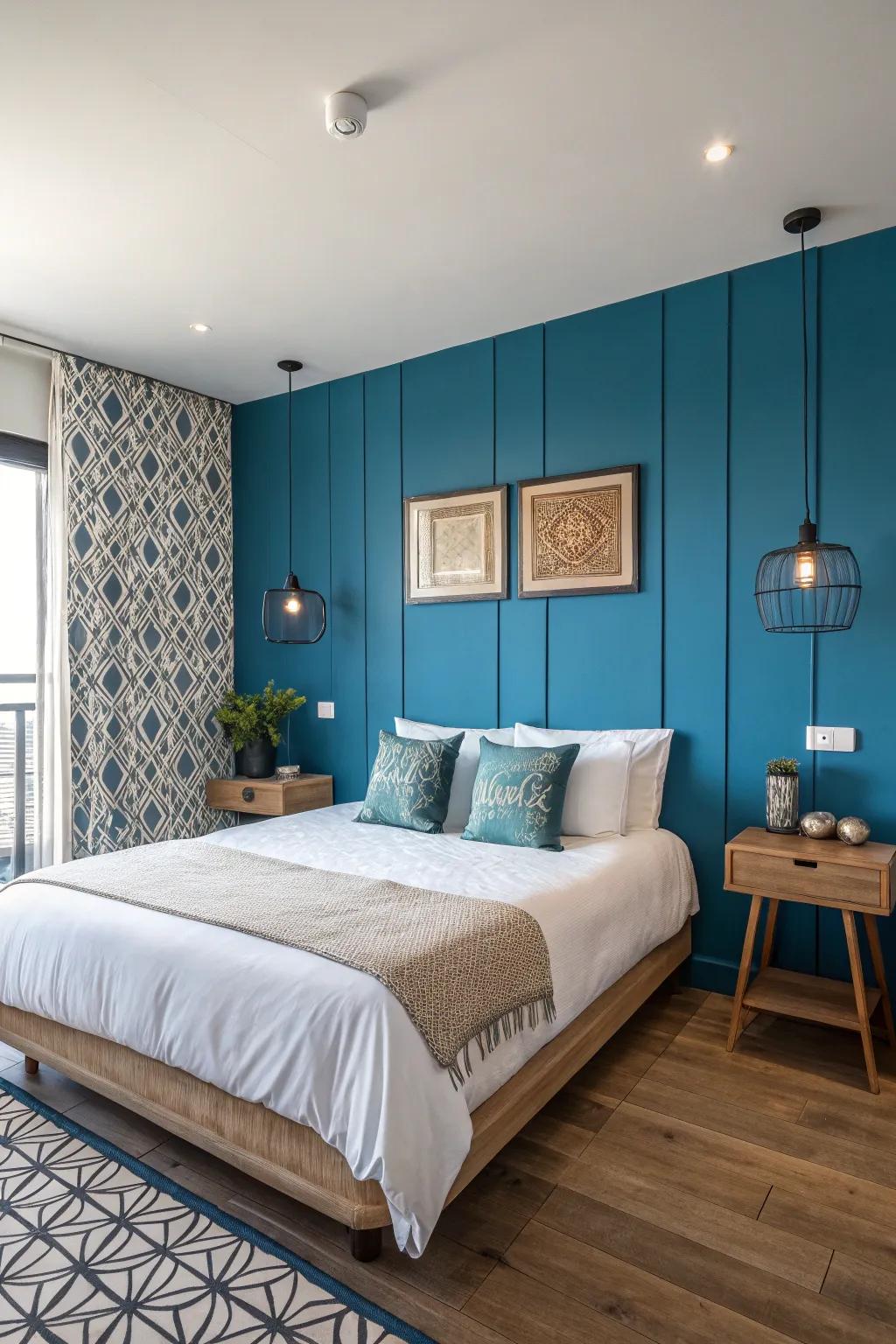 An accent wall creates a focal point.