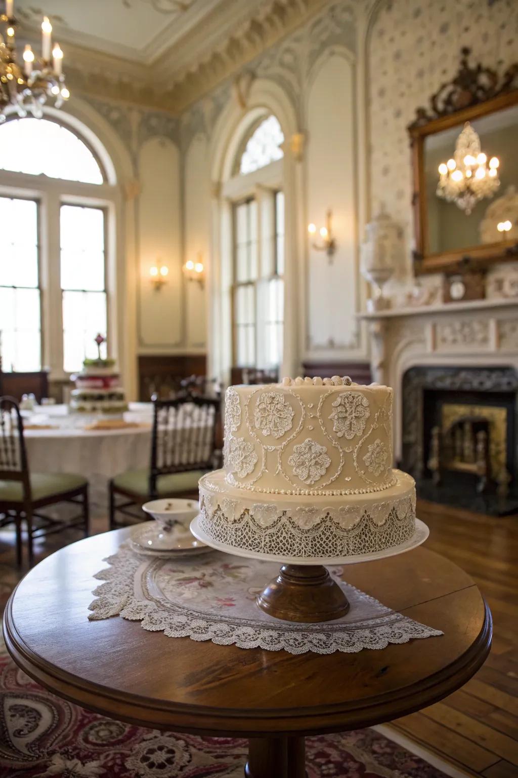 A timeless charm cake evoking a feeling of ageless elegance and nostalgia.