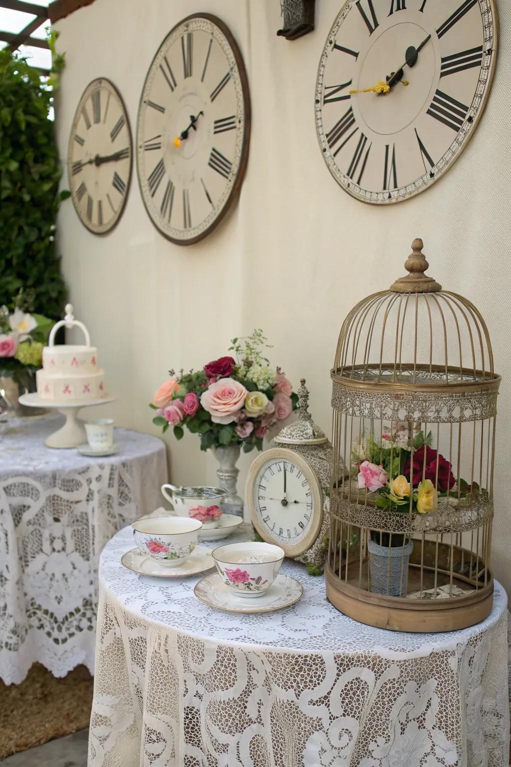 Unique vintage finds add personality and allure to the tea party.
