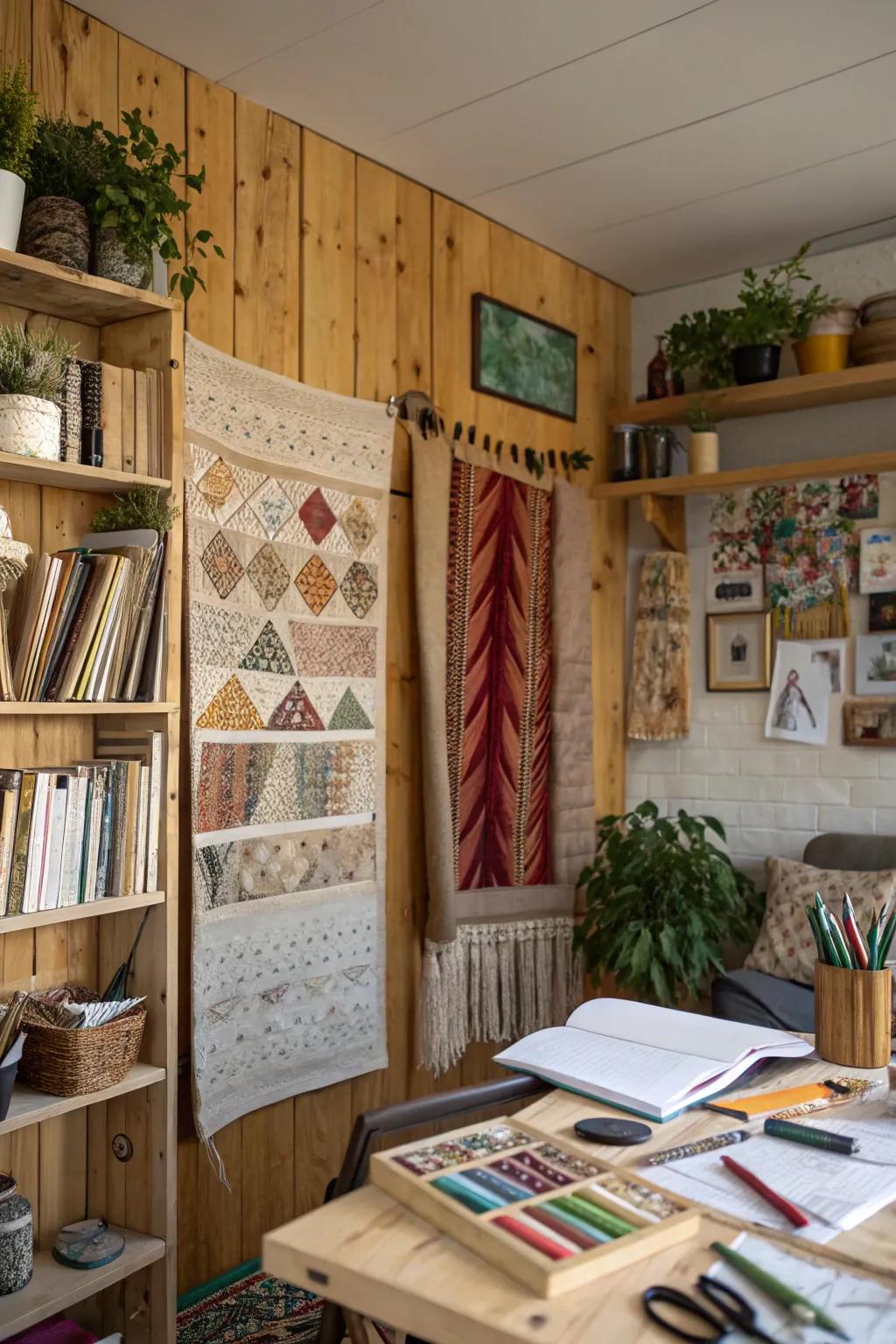 This textured art piece gains special appeal and sustainability from recycled materials.