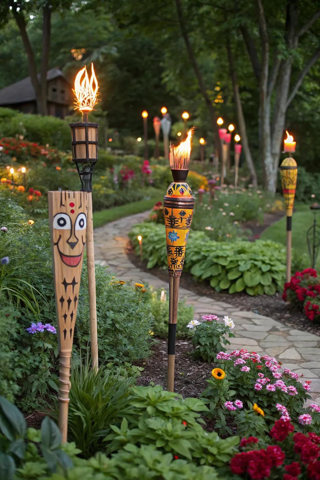 Add playfulness to your garden with playful fire poles.