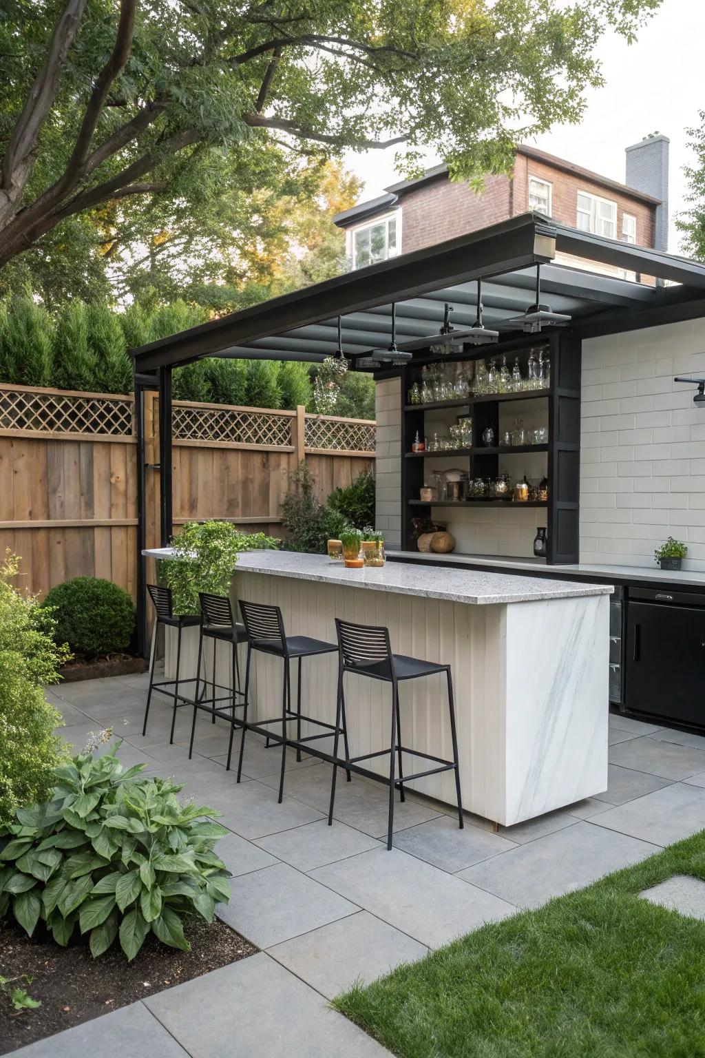 Entertain stylishly with an open-air bar.