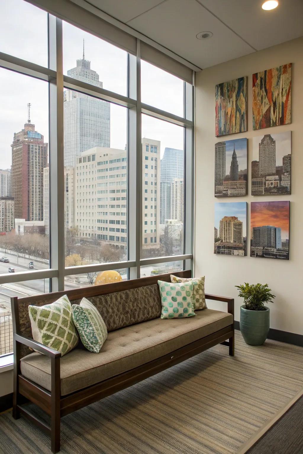 Outdoor-inspired decor brings in that urban nature vibe.