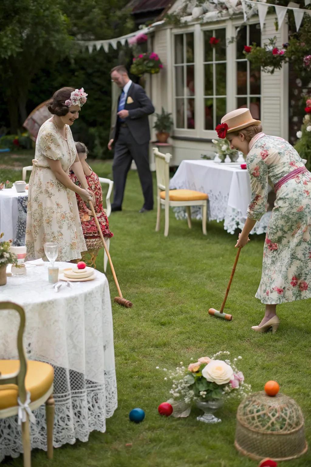 Retro games like croquet add fun and charm to a retro event.