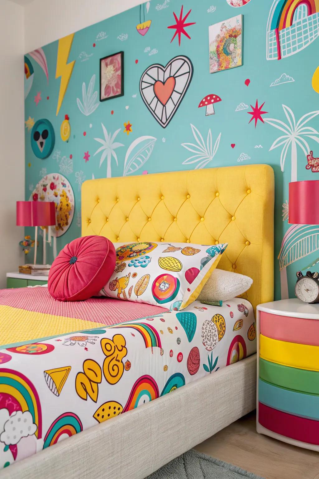 Pop graphics contribute a playful and vibrant touch to your space.