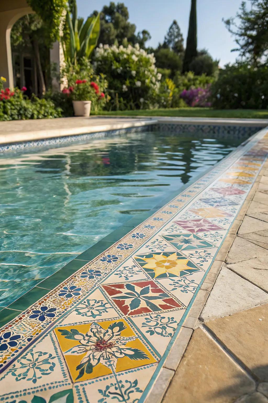 Waterline tiles increment an element of elegance and pigmentation to the border of your pool.