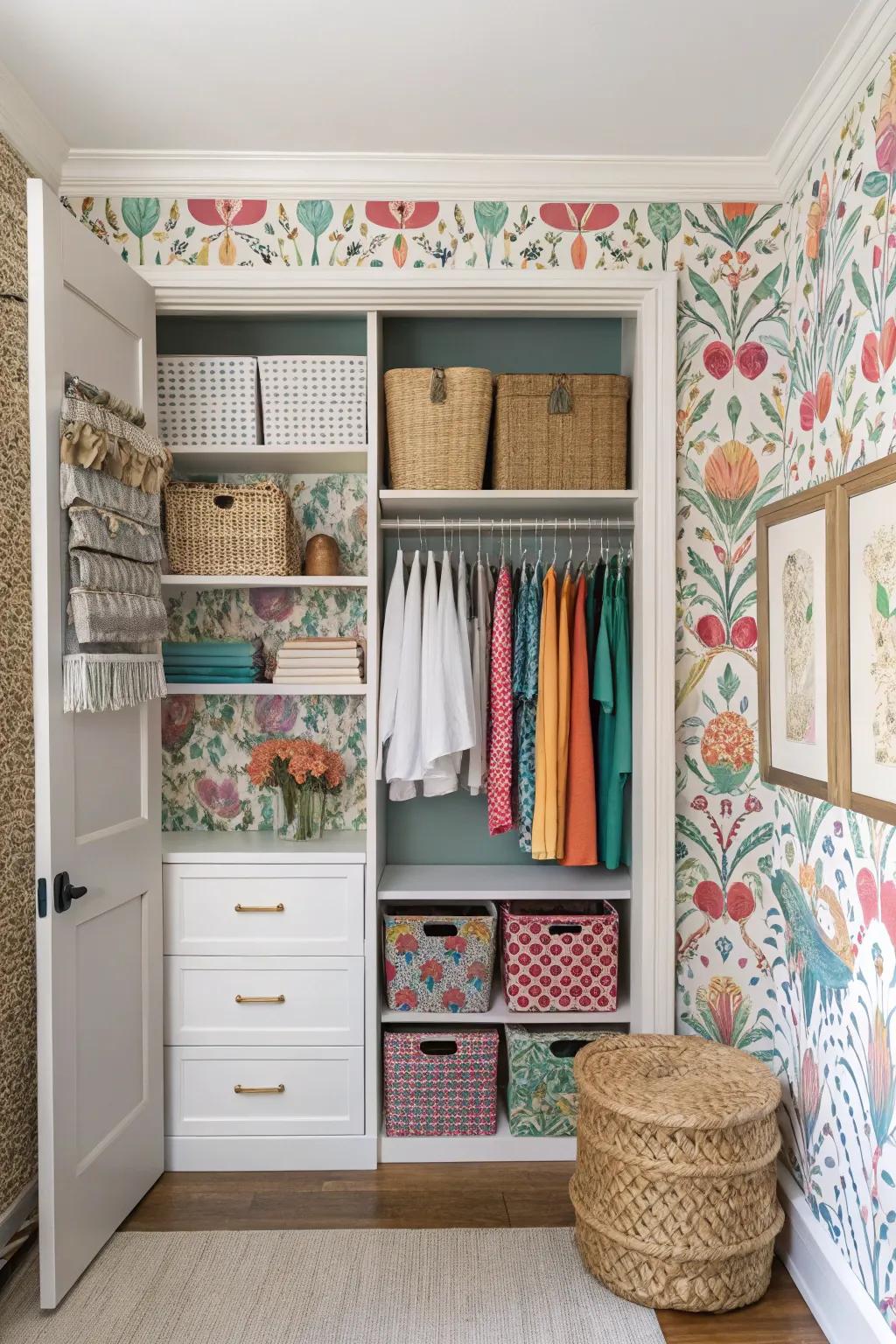Wall closets displaying Artistic elements.