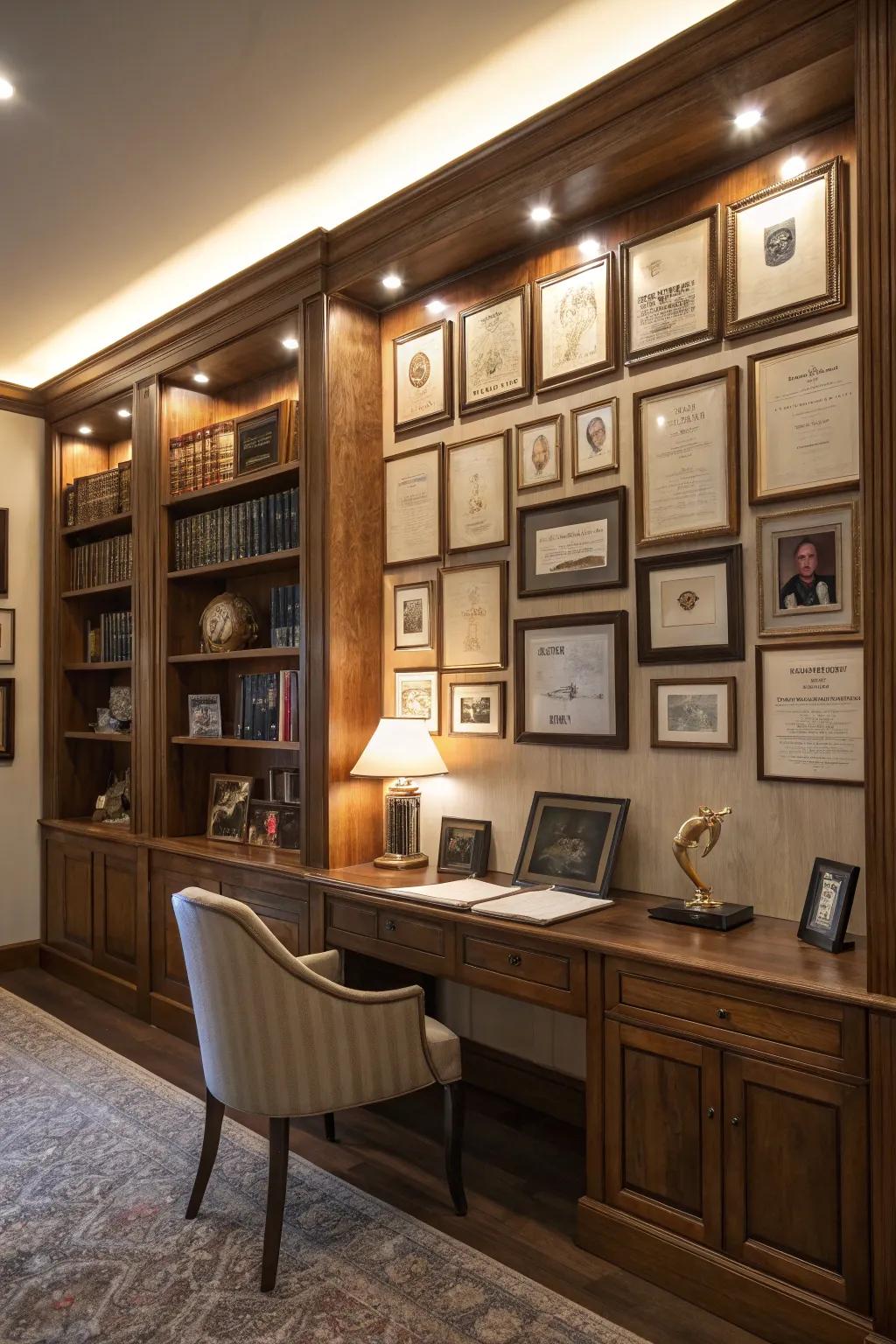 Exhibit illumination enhancing the importance of achievements.