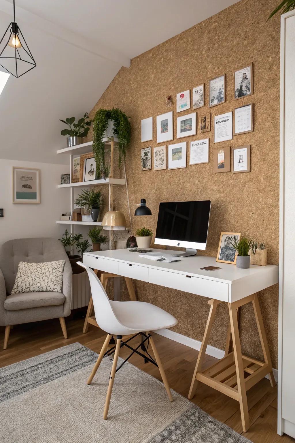 Bark walls unite sustainability with singular texture.