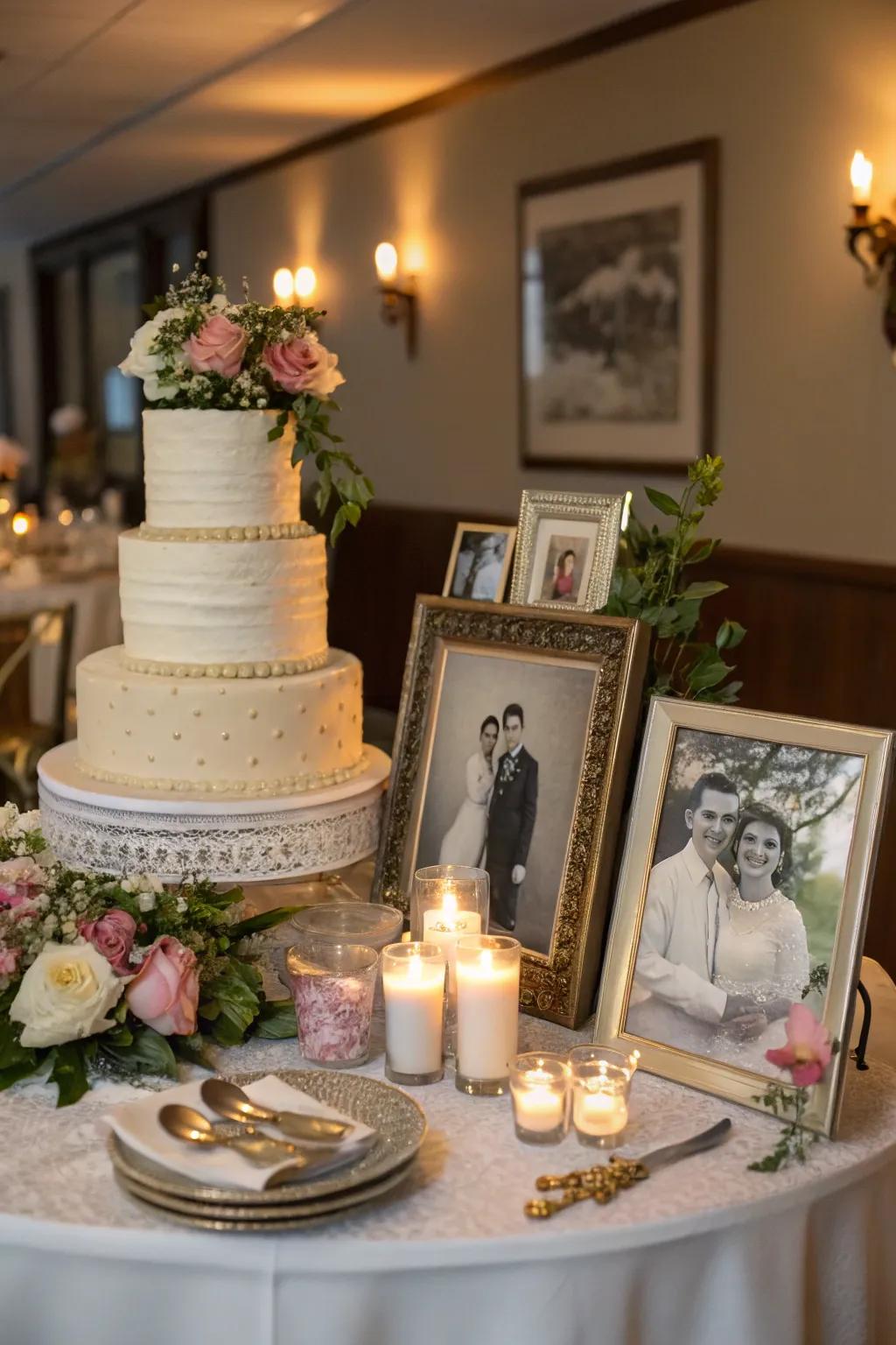 Personal details make the cake presentation intimate and unique.