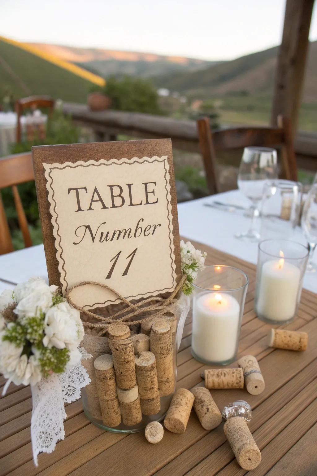 Fermented grape stoppers inject a personalized element into vineyard-themed weddings.