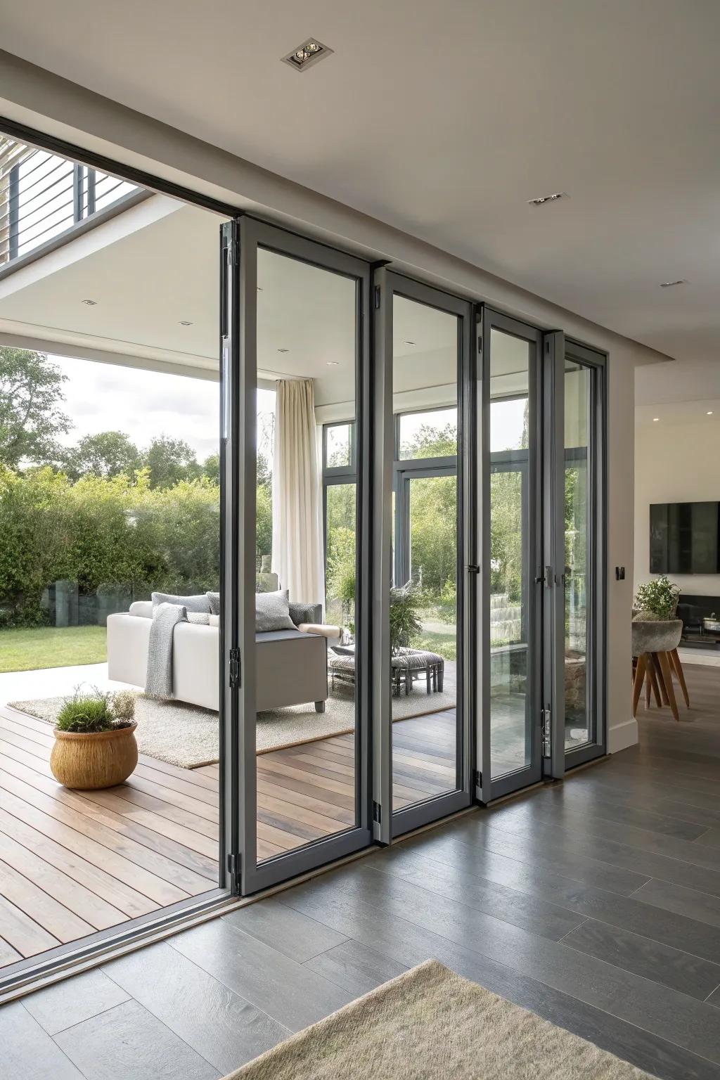 Folding doors offer a space-saving contemporary solution.