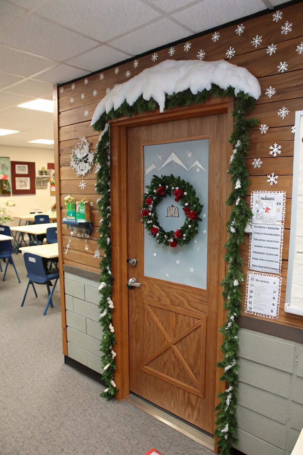 A warm and inviting comfortable cabin door.