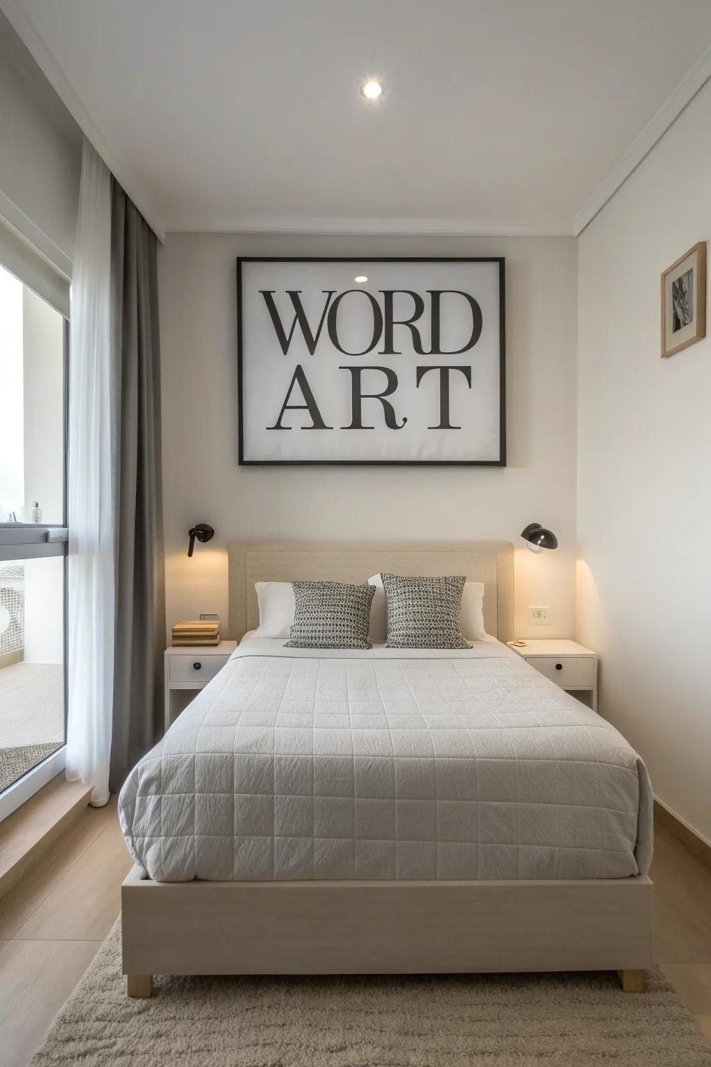 Single-hue semantic art offers sleek sophistication.
