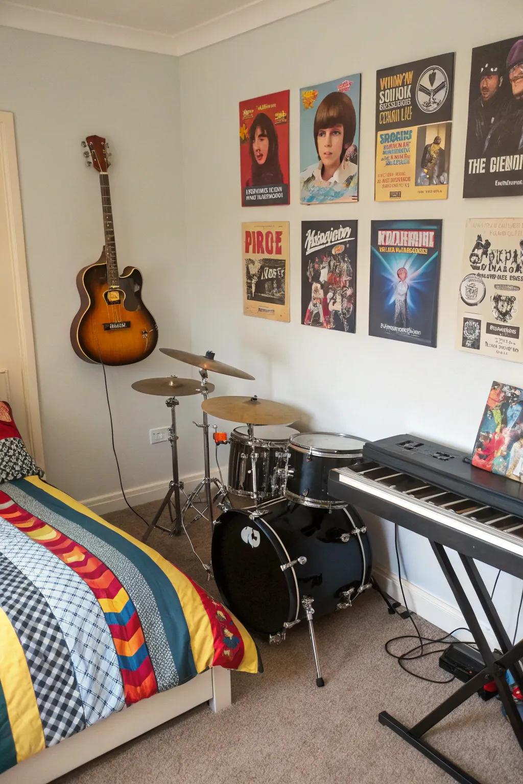 Melodic instruments introduce an artistic and personalized touch to the space.
