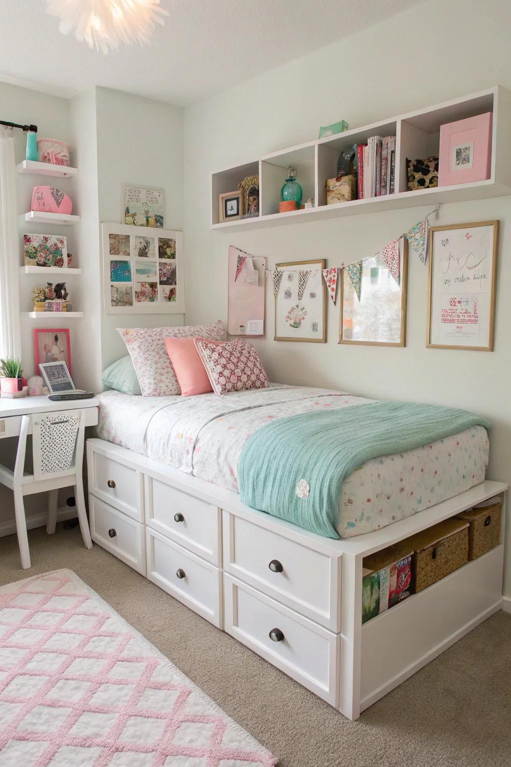 Multi-functional furniture helps optimize space and organization.