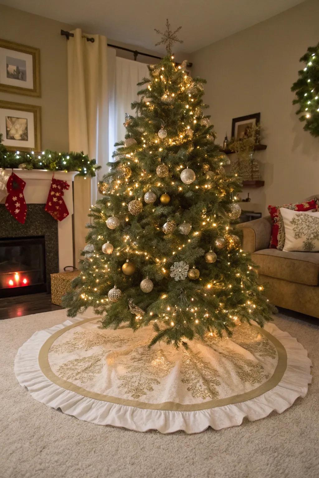 A glamorous fir linen completes the festive appearance.