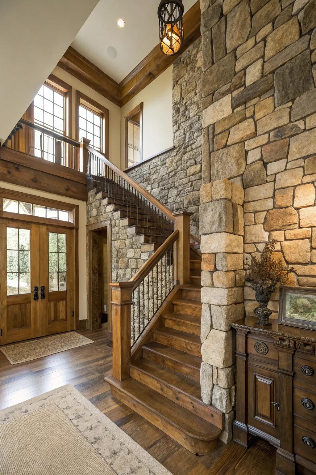 Integrating compositions adds depth and interest to the entryway.