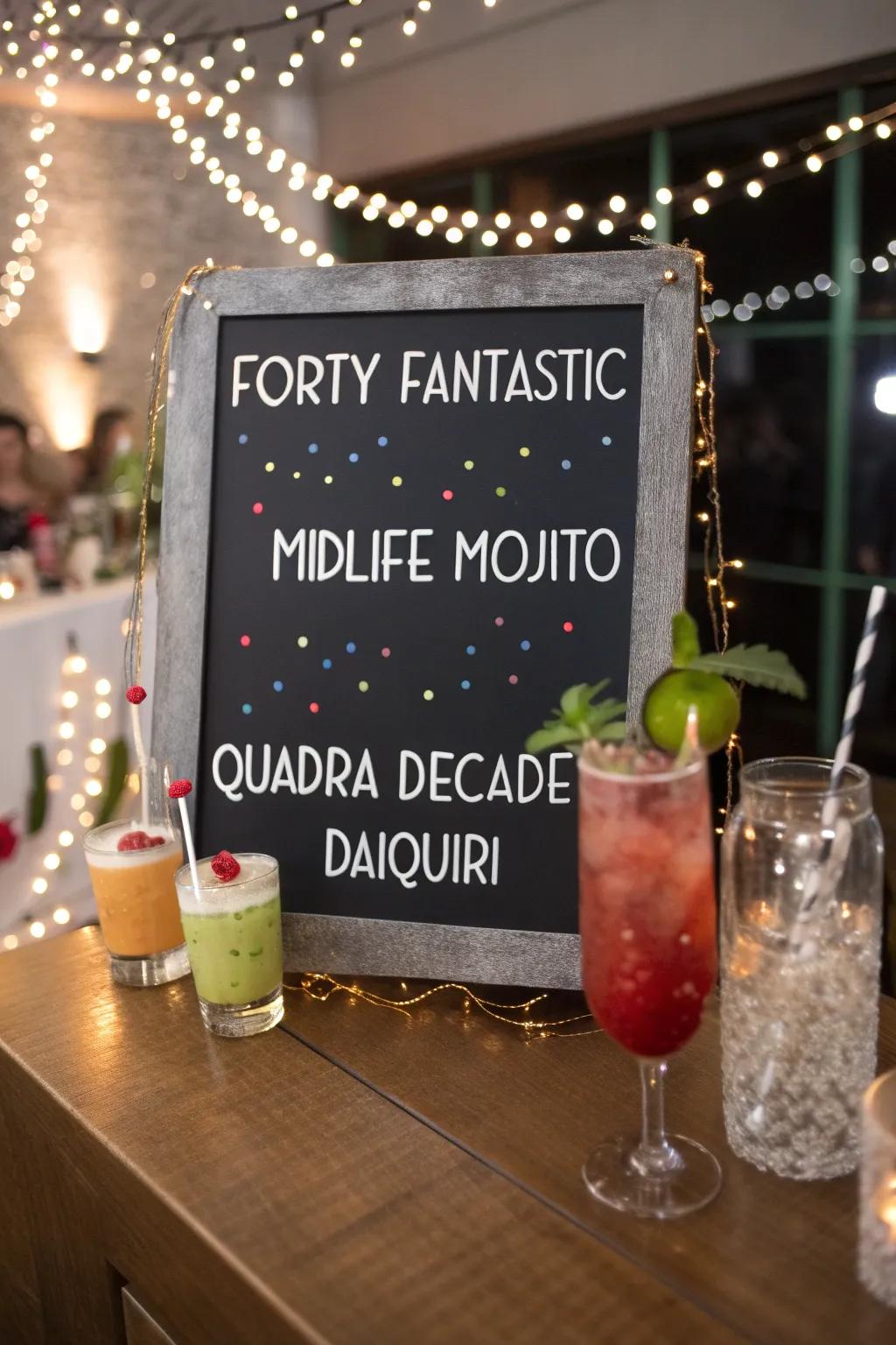 Toast to 40 with beverages as unique as the honoree.