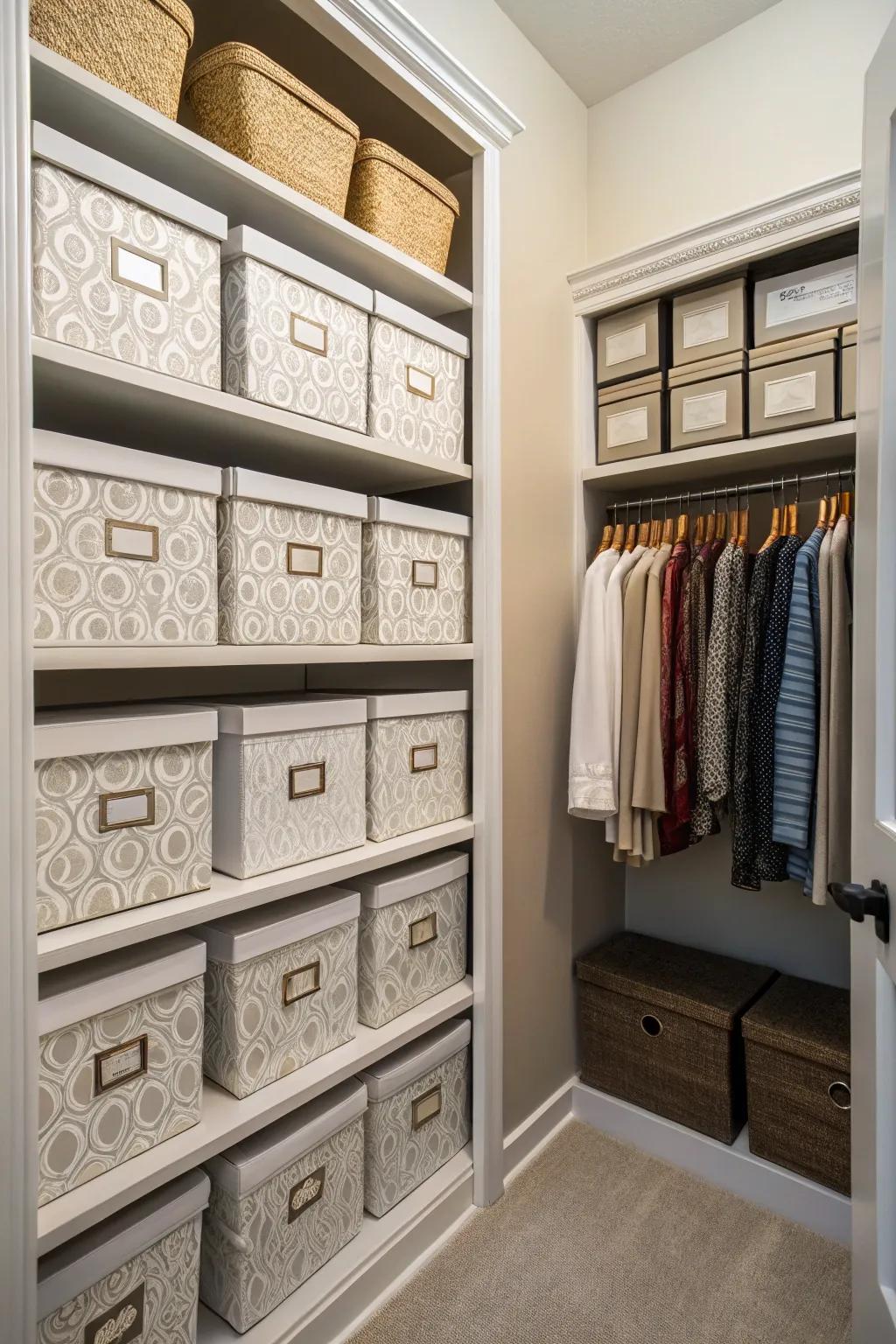 Stylish boxes add class and keep things organized.