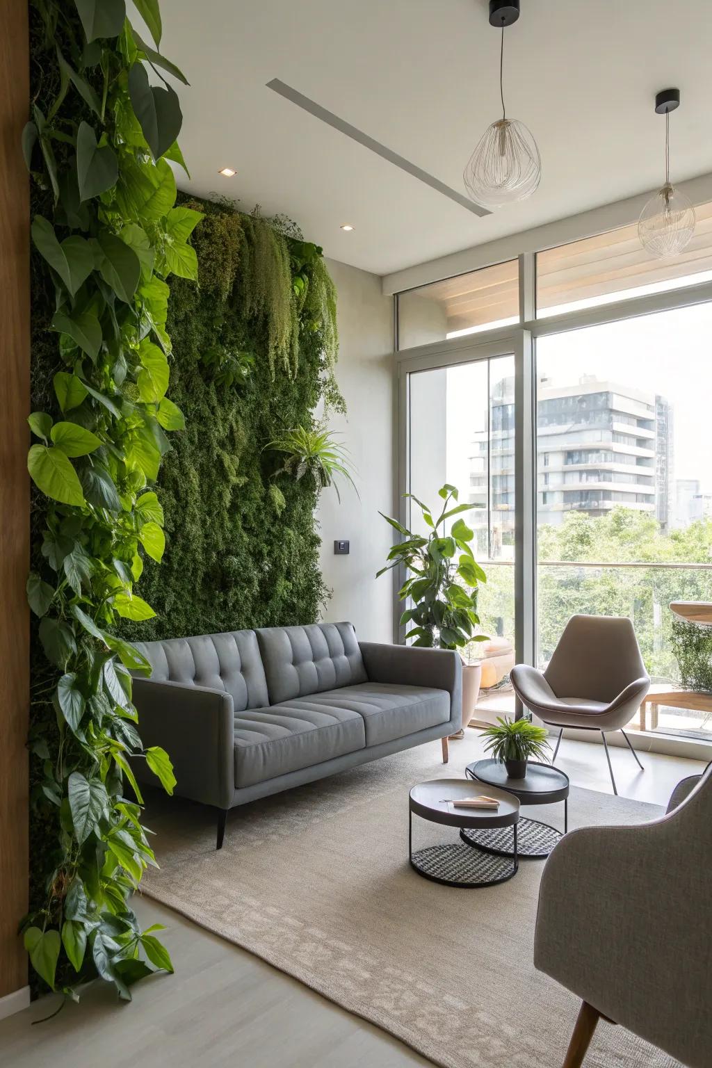 A vertical garden for a fresh, airy ambiance.