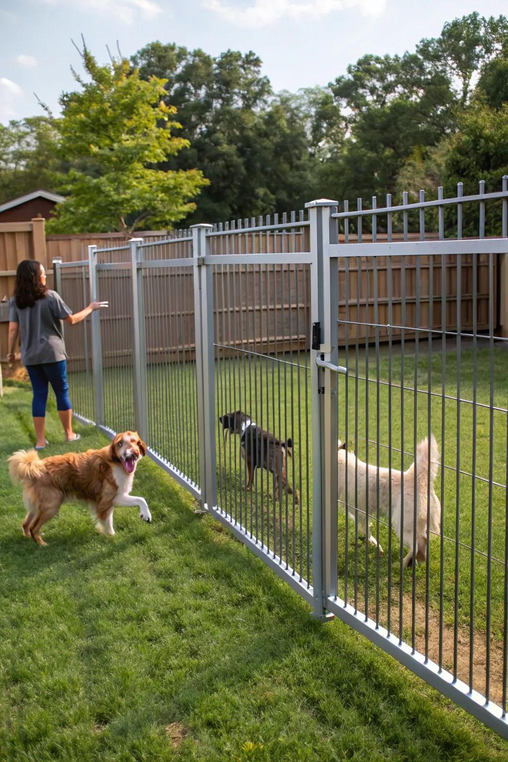 Metal alloy barriers keep animals secure and safeguarded.