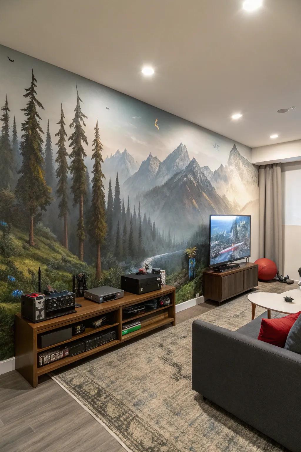 Wall murals establish a singular atmosphere and theme inside your gaming space.