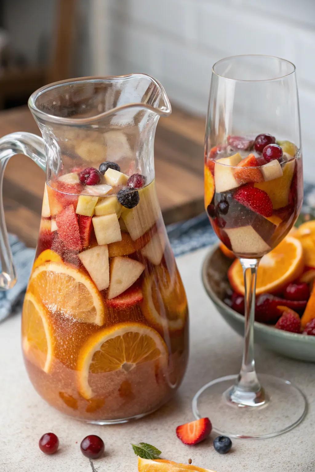 Apple cider sangria merges wine and cider for a sophisticated beverage.