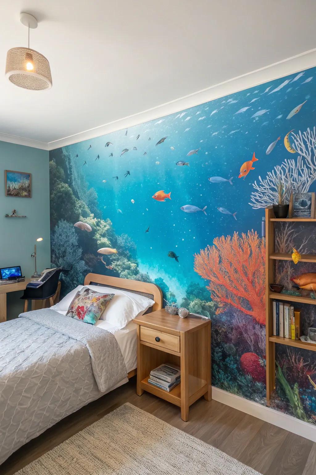A wall mural makes a bold and artistic statement.