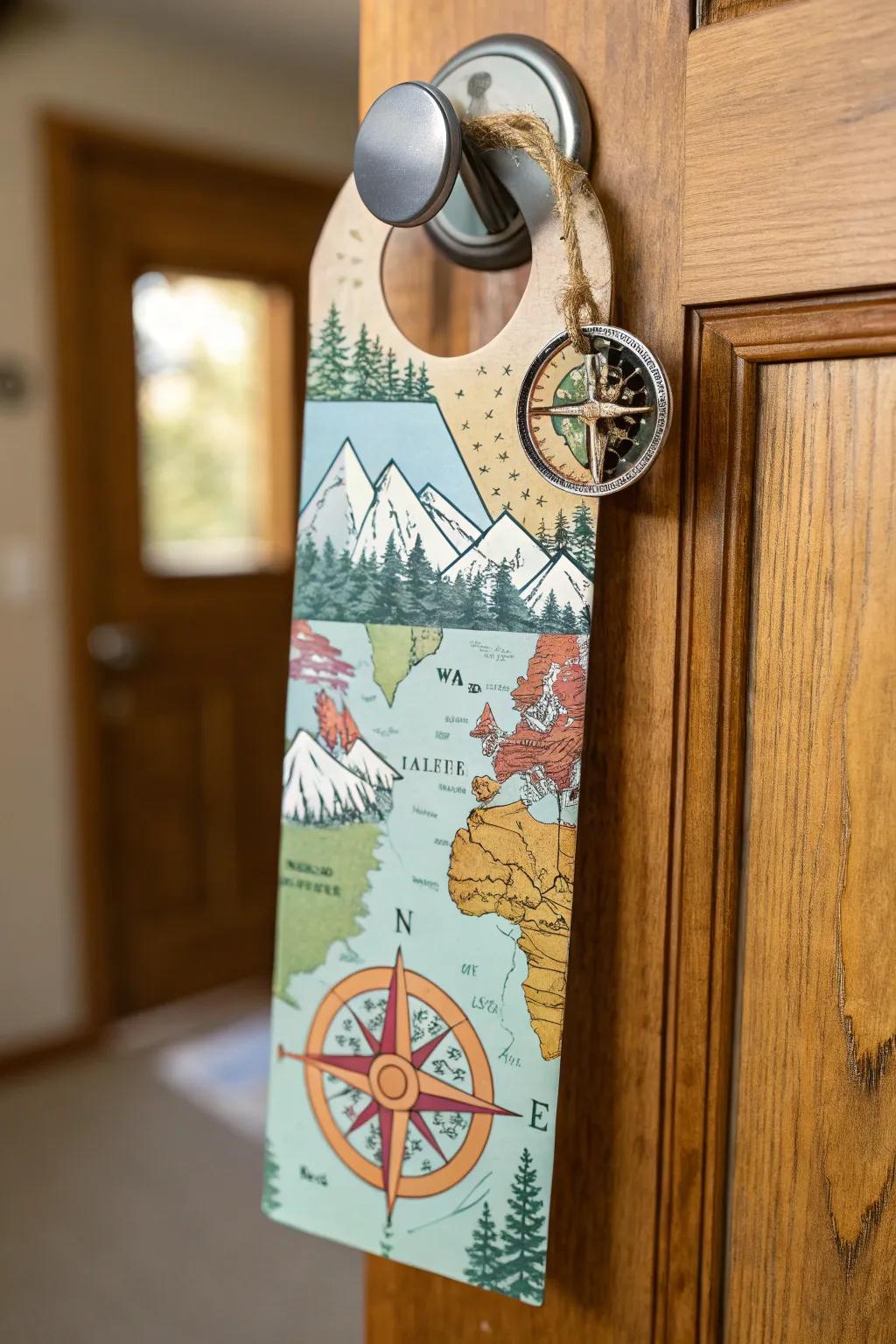 An inspiring voyage begins door hanger ready for exploration.