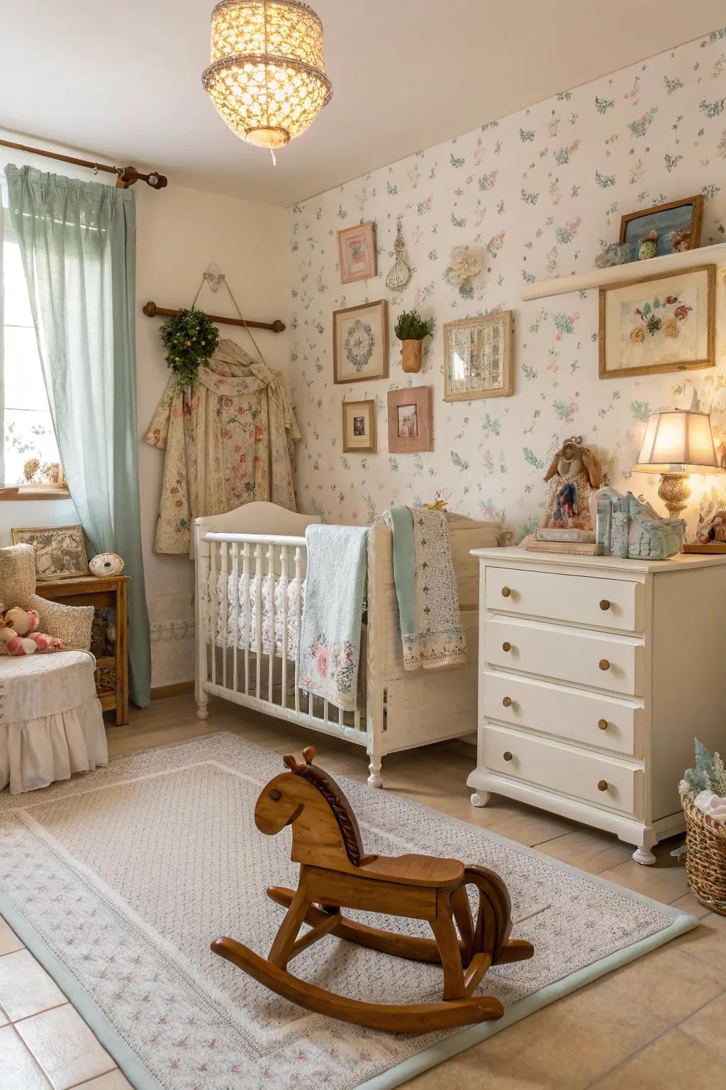 Aged touches deliver history and charm to the nursery.