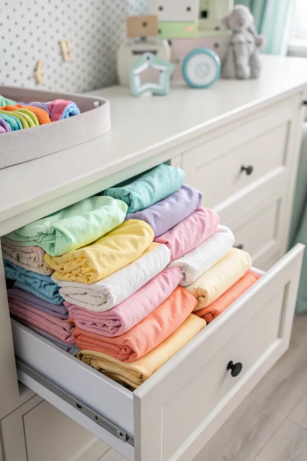 Green fabric nappies represent a sustainable choice.