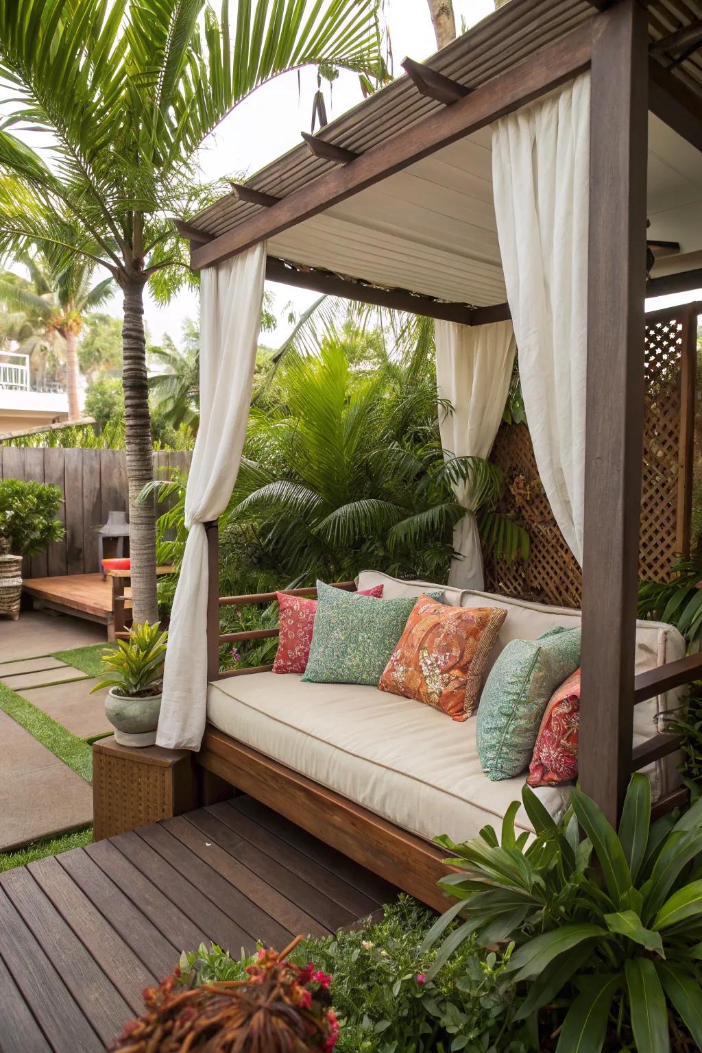 A relaxing daybed offering a cozy retreat in a lanai.