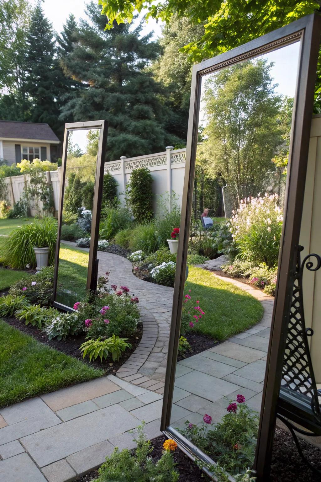 Mirror illusion that expands your garden's domain.