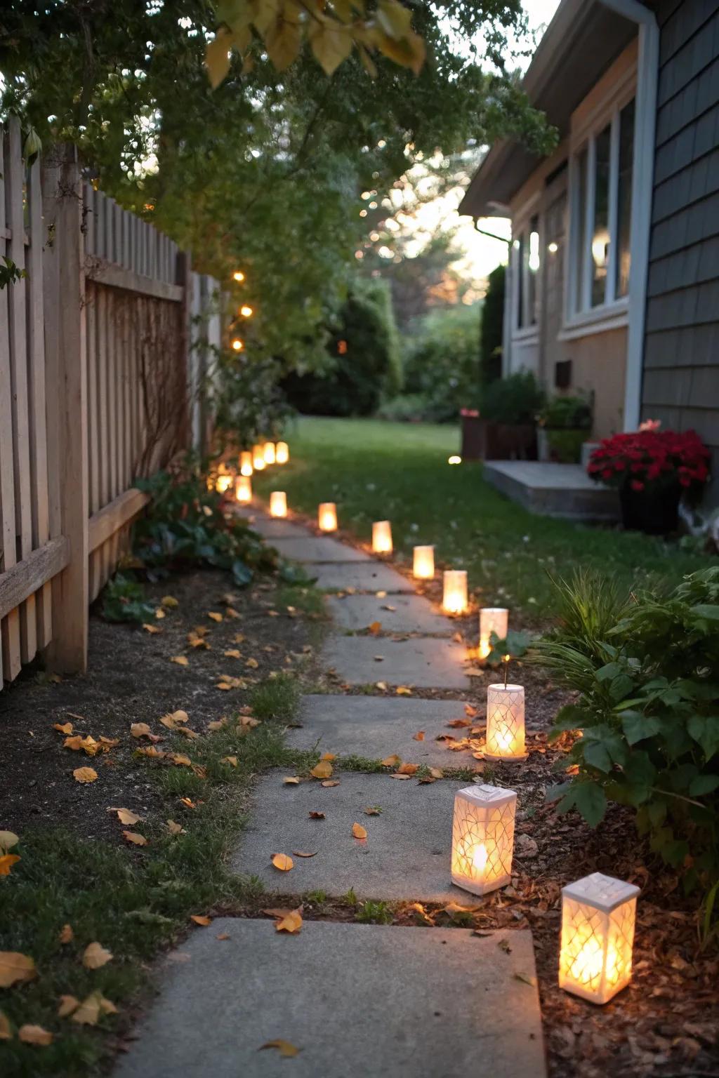 An elegant mini beacon path adding charm to the party.